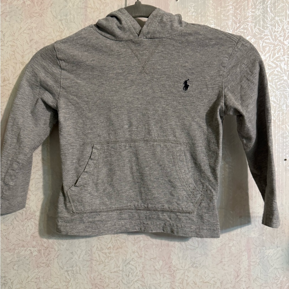 Polo by Ralph Lauren Kids Gray Hoodie With Kangaroo Pocket Embroidered Pony 4T